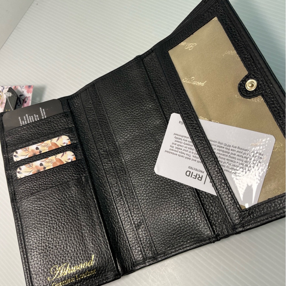 Ashwood Leather UK Genuine Pebble Leather Trifold Envelope Wallet wHaircalf flap - Picture 10 of 16